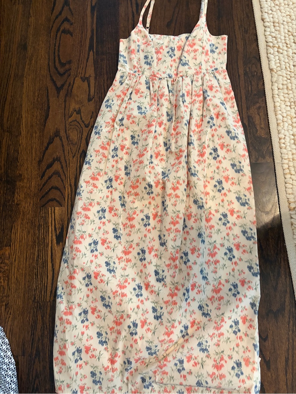 Floral Sleeveless Maxi Dress in Cream with Pink & Blue Flowers